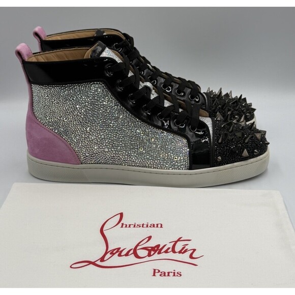 CHRISTIAN LOUBOUTIN Louis Strass Sneakers Pink High Swarovski Size 43 EU, 10 US
